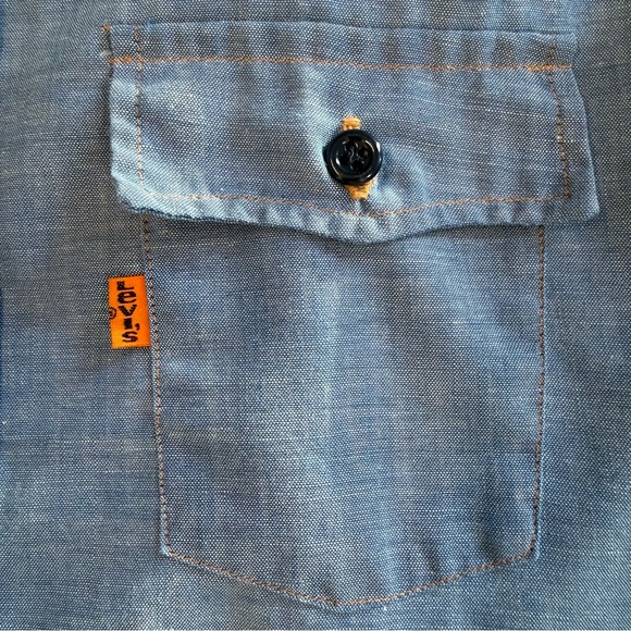 Vintage Levi's Orange Tab Hand Embroidered Button Up Chambray Shirt Bald Eagle - Picture 9 of 15